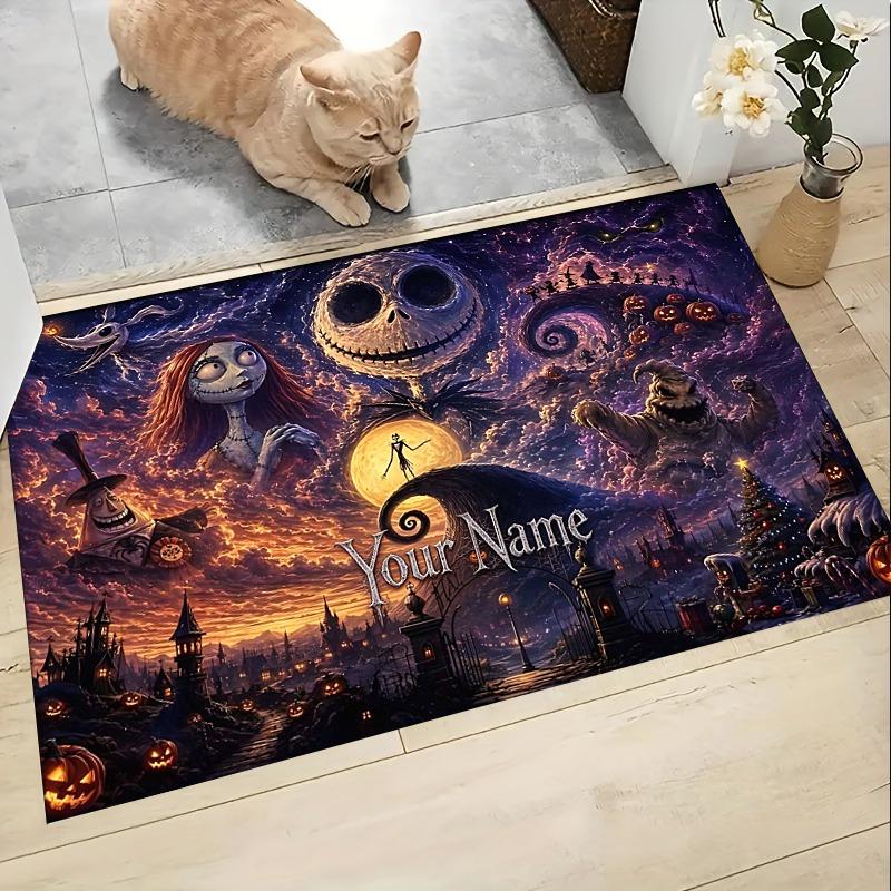 Custom Nightmare Before Christmas Carpet Rug Soft Washable Anti Slip Home Living Room Sofa Mats Personalized Christmas Rug