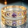 Cute Female Rainbow Zircon Stone Ring Gold Color Engagement Charm Wedding For Women