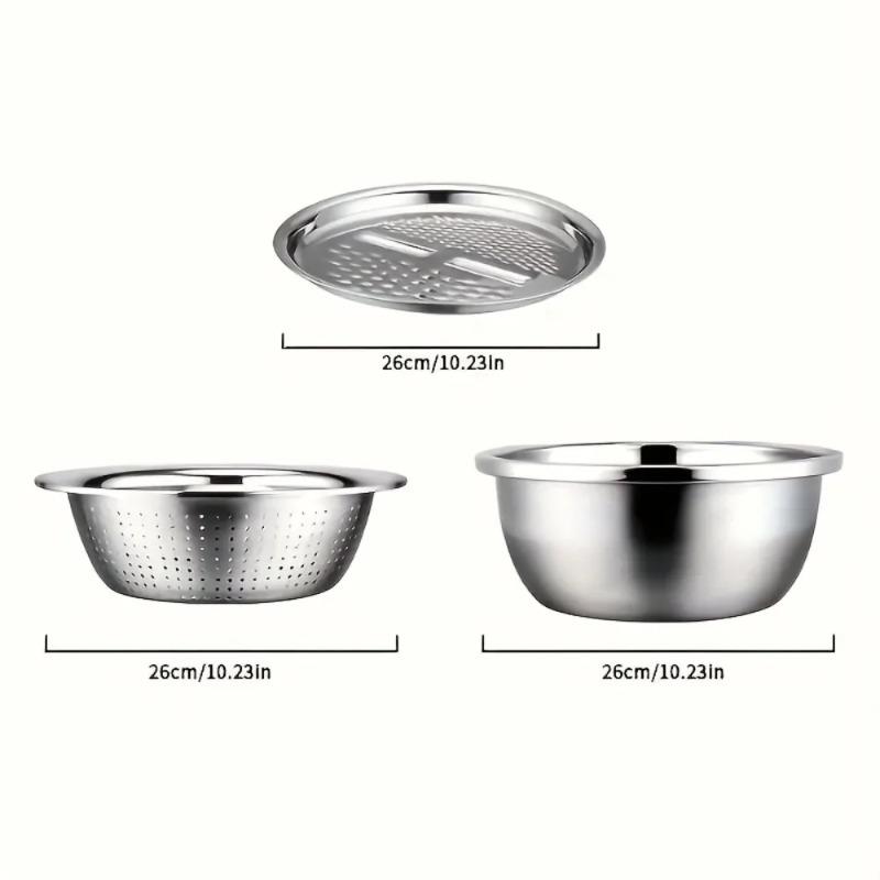 

Stainless Steel Three-piece Grater Vegetable Slicer Shredded Potato ShredderVegetable Sink Drain Basket Kitchen Gadgets