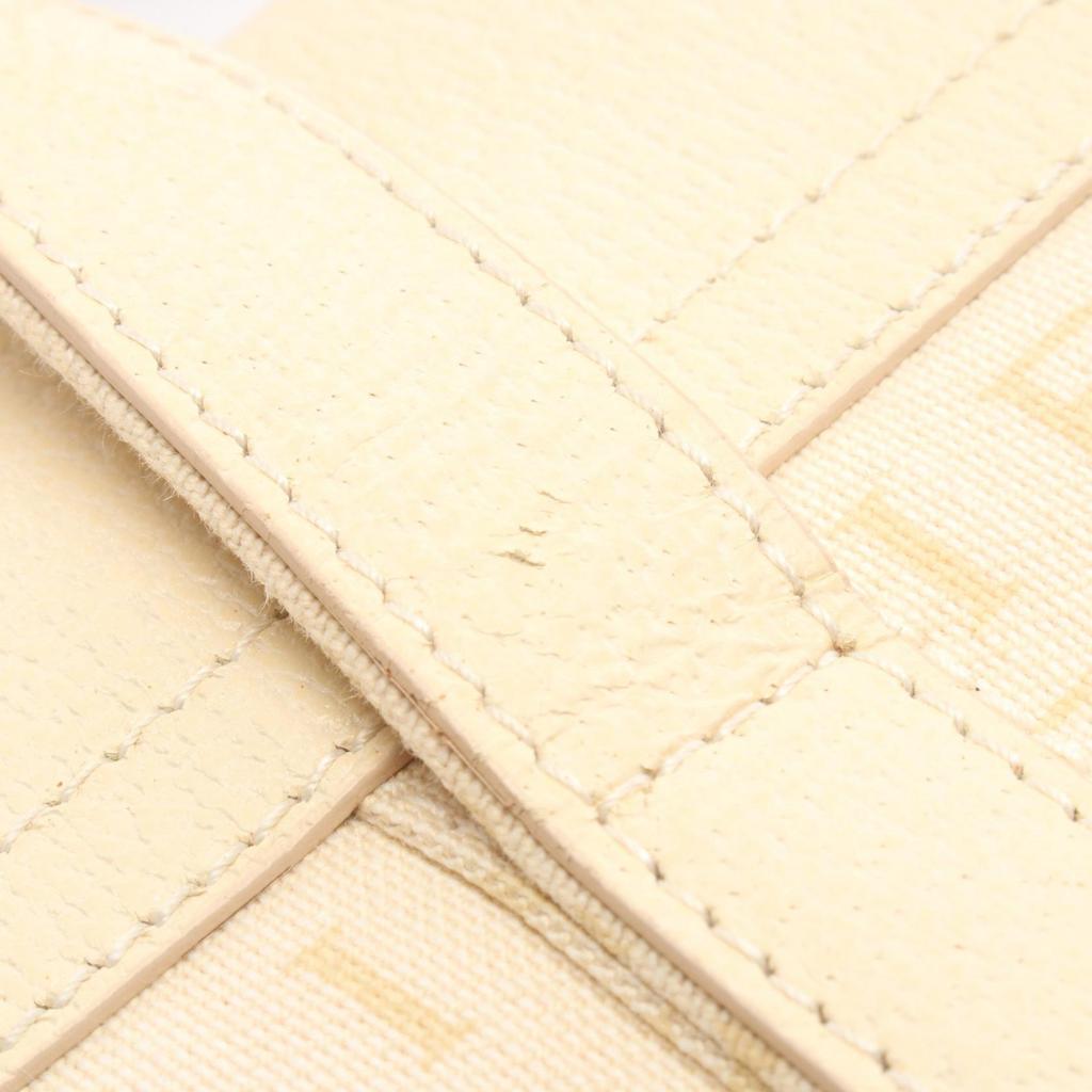 Used BVLGARI Logo Mania Handbag Canvas Leather Beige Beige Used Women