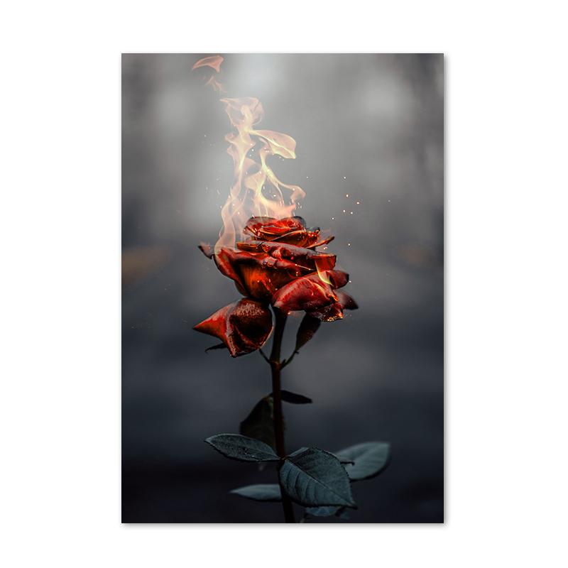 

Темное пламя, горящая красная роза, холст, картины, постеры и принты, настенные художественные картины для гостиной, спальни, домашнего декора 70x100cm No Framed
