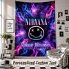 Wall Hanging Tapestry With Custom Name & Text, Nirvana Decorative Tapestry For Bedroom