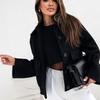 Women Winter Warm Long Sleeve Lapel Big Pocket Solid Color Woolen Jacket Coat Outerwear