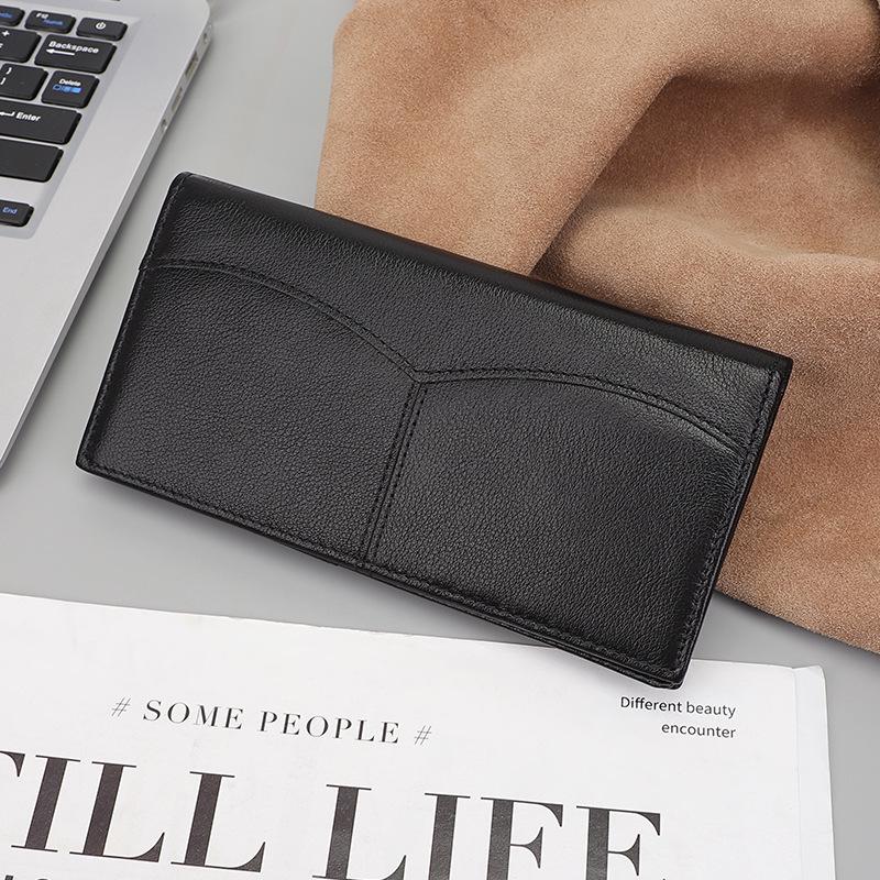 Jiameda Nappa Leather RFID Men's Long Wallet with Zipper and Anti-magnetic Card Slots