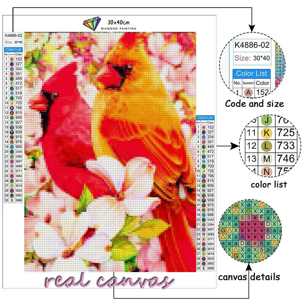 5D DIY Malowanie Diamentami Czerwony Ptak Haft Mozaika Sztuka Obraz z Dżetów Dekoracja Prezent