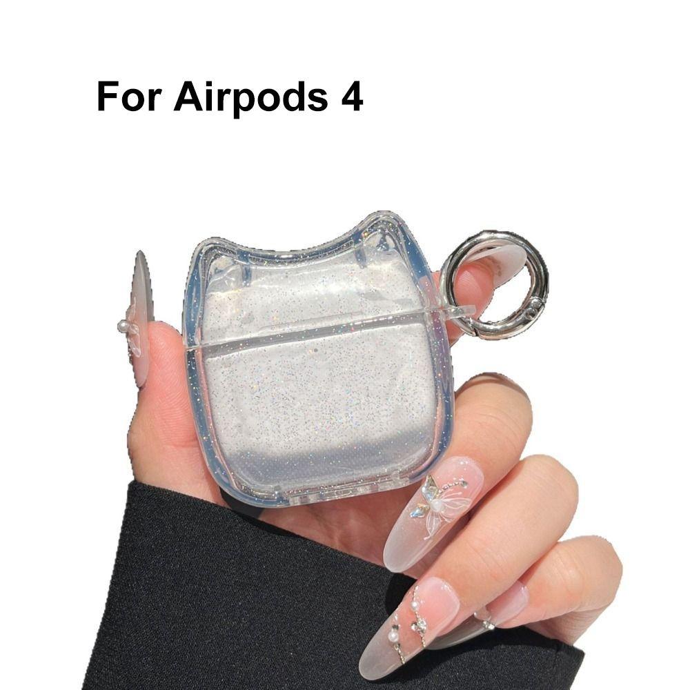 Cute Cat Clear Earphone Case Anti-Fall Charging Box Shell Kawaii Earbuds Cover for Airpods 4