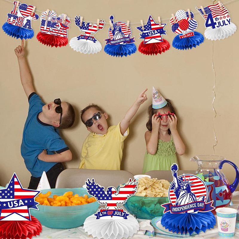 

Центральная композиция для стола на 4 июля, 9 штук, украшения для стола на 4 июля, патриотические центральные композиции для столов на 4 июля