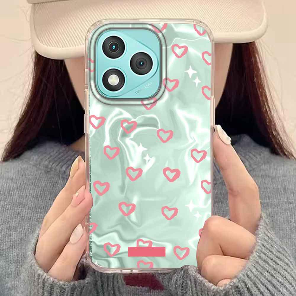 Korean Pink Love Heart Couple Phone Case for Honor 400 Lite 200 Pro 90 Smart X9c X9a X9b X8b X8a X8c X7c X7b X6c X6 Shell Cover