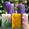 Flower Cylinder Candle Molds Sunflower/Lavender/Lily Flower Pillar Candle Mold 3D Silicone Resin Casting Mold for Soap