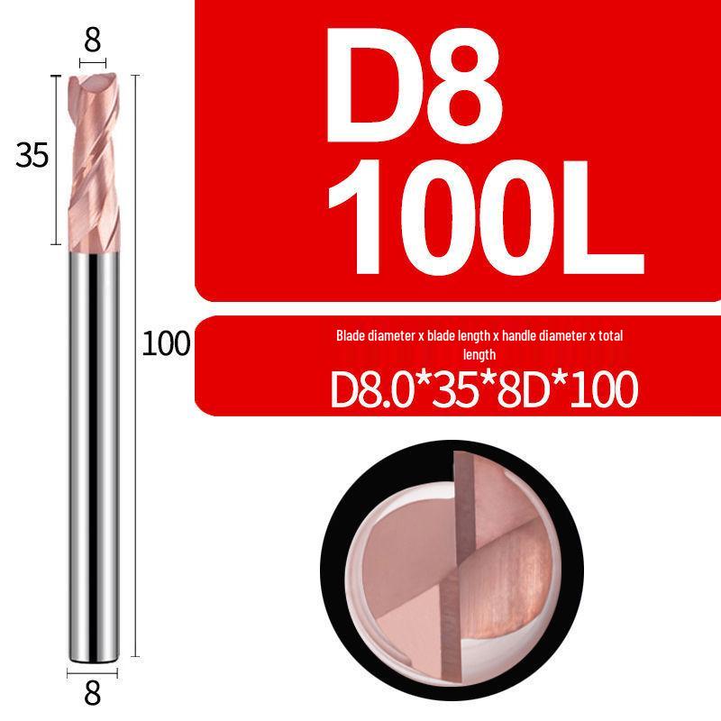 Tungsten Steel 2-Flute Carbide End Mill, 55° Keyway CNC Flat Bottom Cutter