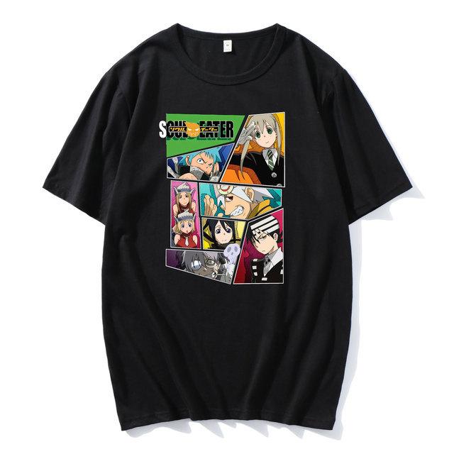 Cross-border new pure cotton two-dimensional animation soul eater printed men's clothing loose casual Japanese T-shirt men's short sleeves ins
