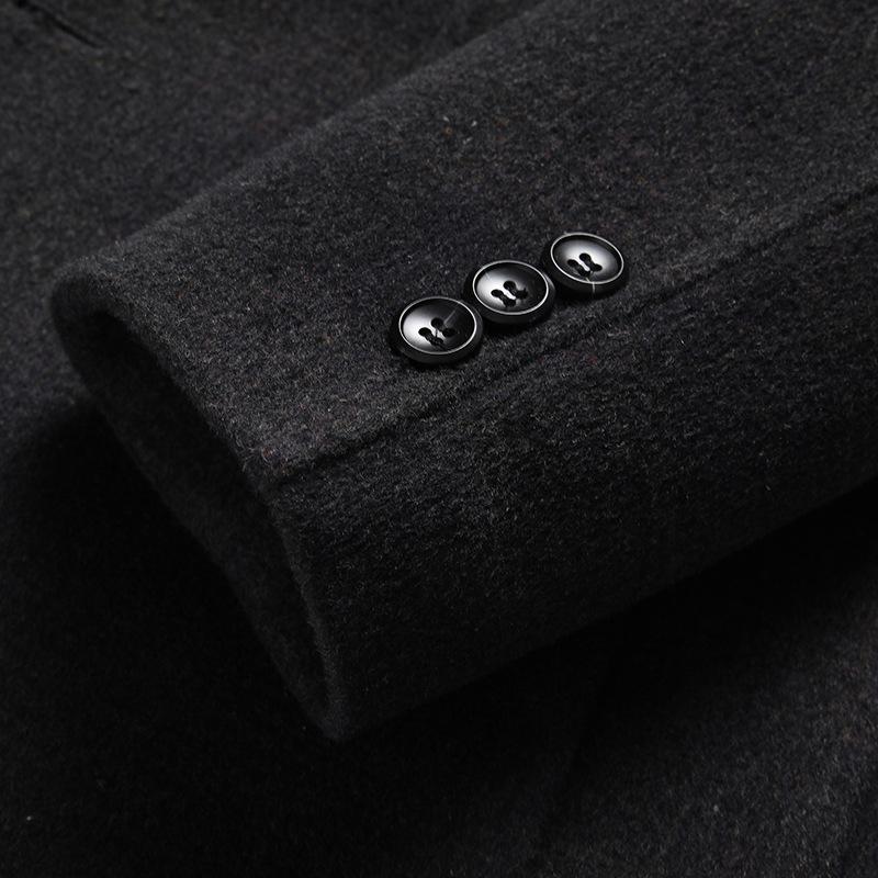 Herbst und Winter Daunenfutter Verdickter doppelseitiger Wollmantel Herren Kaschmir Wollmantel Mittellang Wolle Doppelseitiger Wollmantel