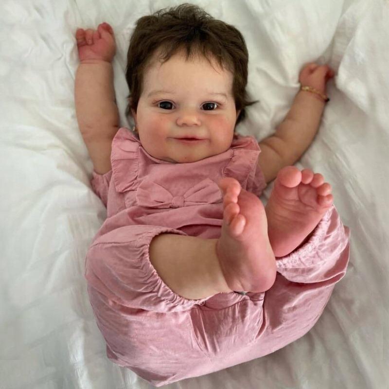 50/60cm Soft Cloth Body Reborn Babies Dolls Maddie Lifelike Hand Painting Hair Newborn Doll 3D Skin Visible Veins Rebirth Dolls for Kids Playmate Toys