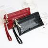 Portable PU Leather Women Long Wallets Stone Grain Double Zipper Coin Purse Hand-held Phone Bag Lady Purses