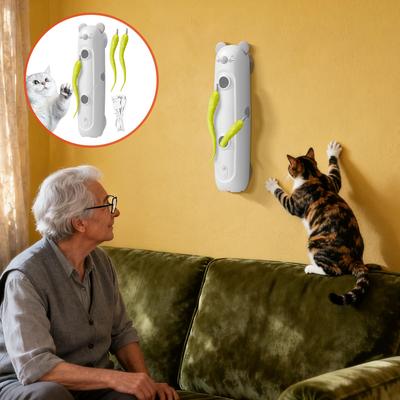 Interaktives Katzenspielzeug für drinnen mit intelligentem Sensor und Federn für Wand, Tür und Boden