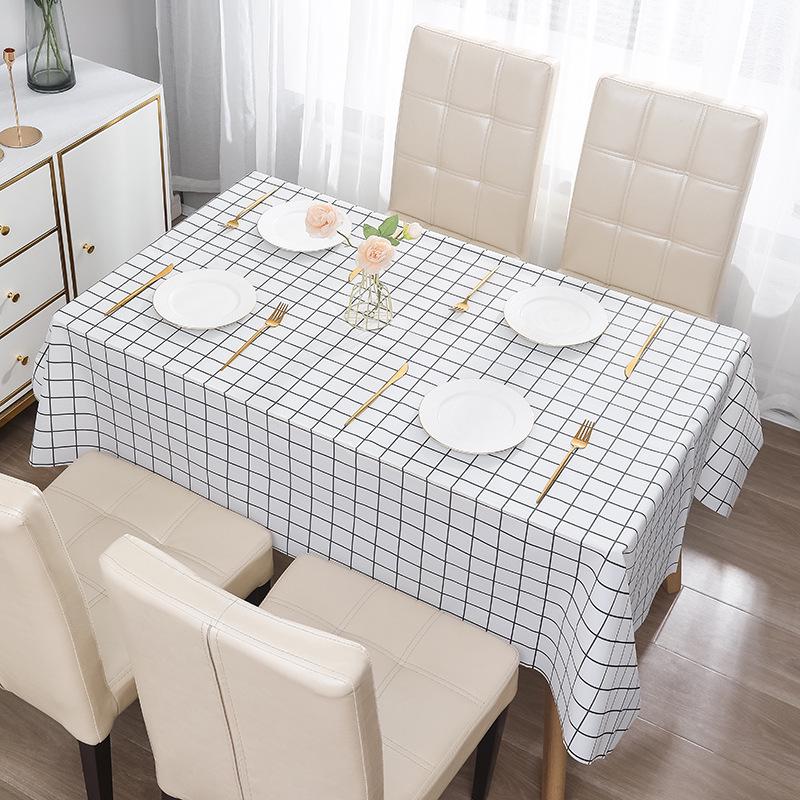 Nordic Style PEVA Waterproof Plaid Tablecloth, Oil-Proof, Luxury Dining or Coffee Table Mat