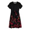 Women's Casual Cute Pattern Print Round Neck Midi Dress Basic Classic Outdoor Everyday Short Sleeve Loose Dress