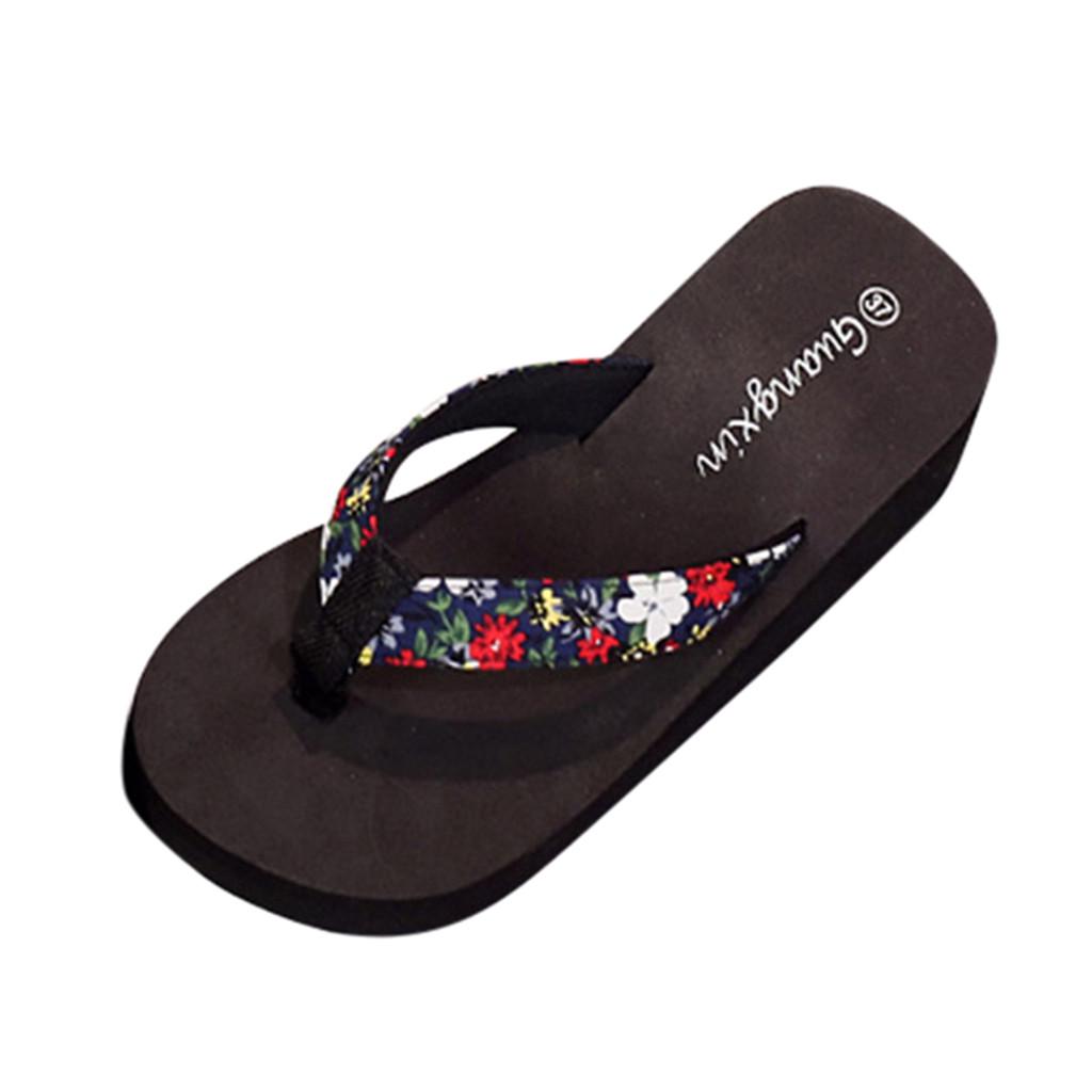 Women Ladies Fashion Summer Flowers Bohemian Style Slippers Beach Sandals Shoes