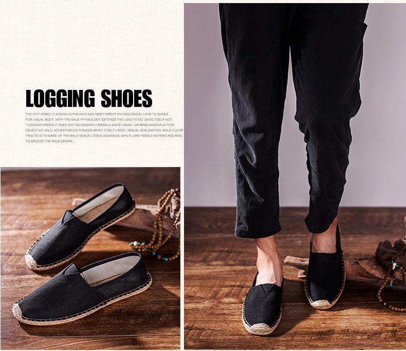 Scarpe da Uomo e da Donna in Tela e Lino Resistenti all'Usura: Scarpe da passeggio slip-on traspiranti, fatte a mano, casual