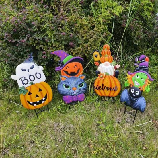 

Садовый кол на Хэллоуин, декор для Хэллоуина, тыква, призрак, ведьма, гном, садовый кол, устойчивый к атмосферным воздействиям металлический кол для садового патио, газона C