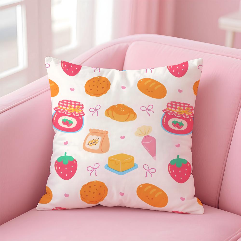 Modische Food Art Muster Kissenbezug Kissenhülle Weicher Freundlicher Stoff Verdeckter Reißverschluss