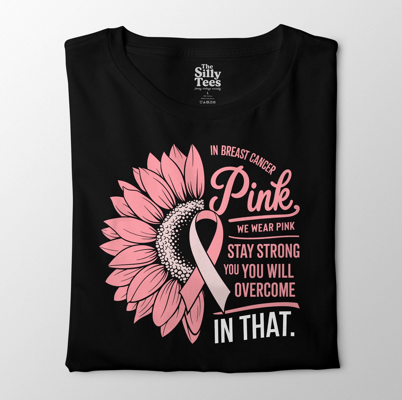 Pink Ribbon Sunflower T-Shirt: Breast Cancer Awareness Support Tee 3XL