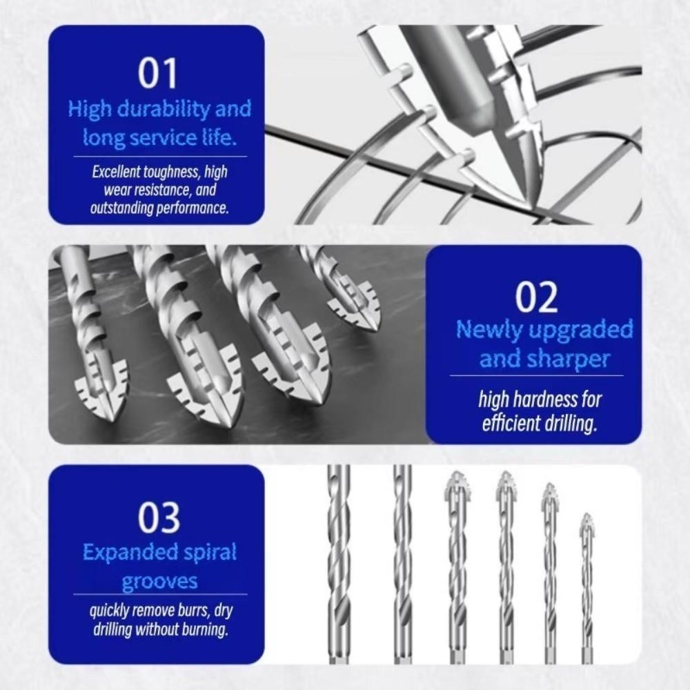 Serrated Tile Drill Bit Skewed Head Hexagonal Shank Drill Bit Set  Drilling Tool