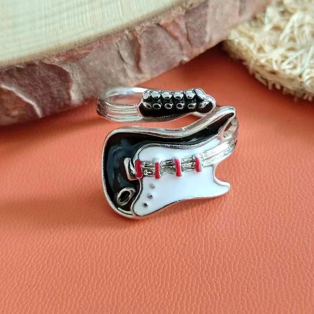 Artistic Adjustable Drip Oil Guitar Ring for Men & Women
