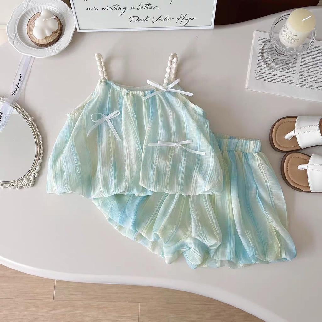 Korean Girls' Summer Outfit Set Children's Shorts and Suspender Two-piece Set Summer
