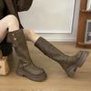Long Boots for Women, Thick Legs, Big Tube Circumference, Thick-soled High Boots, Thin Boots, Knight Boots, Two Wear Autumn Retro Large-size Women