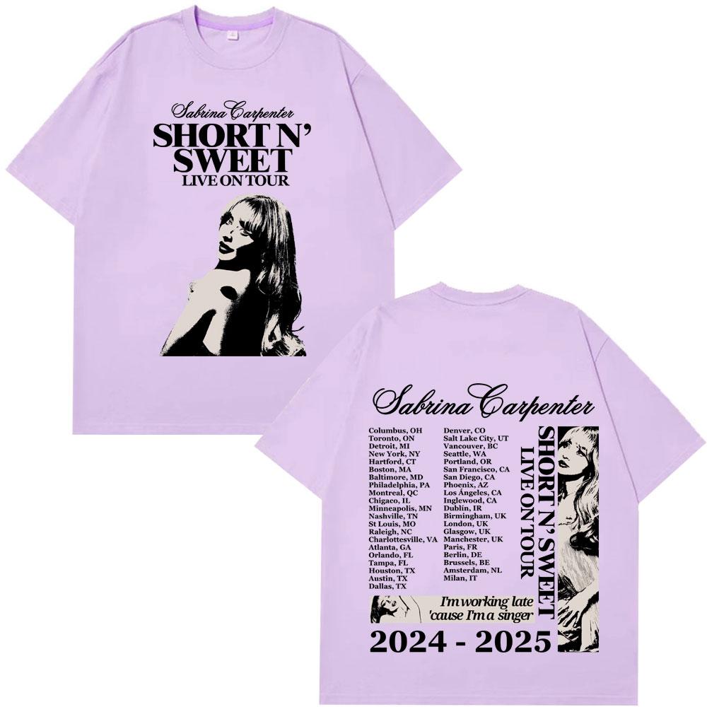 Sabrina Carpenter Short N Sweet Tour 2025 T Shirt Men Women Loose Casual Fashion Cotton Tees Oversized Harajuku Street Tshirt