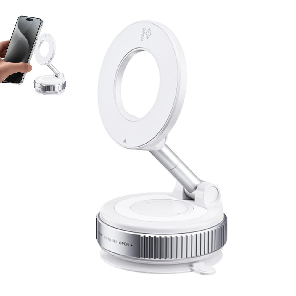 Car Phone Holder Suction Cup Vacuum Magnetic Phone Holder Foldable Smartphone Stand Adjustable 360 Rotatable Cellphone Mount