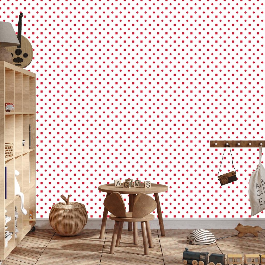 White and coral dots wallpaper, small detail for living room and bedroom 50x1000