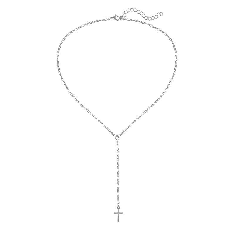 

Fashion Personalized Cross Long Pendant Necklaces for Women Girls Gold Color Charm Choker Chain Necklace Party Zircon білий
