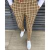 Men's Fashion Stretch Dress Pants Slim Fit Plaid Pants Business Suit Pants Casual Golf Pants