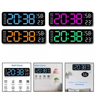 Calendar Digital LED Large Display Wall Desk Alarm Clock Temperature Alarm Clock