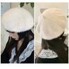 Winter Fake Rabbit Fur Beret Hats Women French Painter Hat Girls Solid Color Soft Berets Lady Fashion Flat Wool Berets