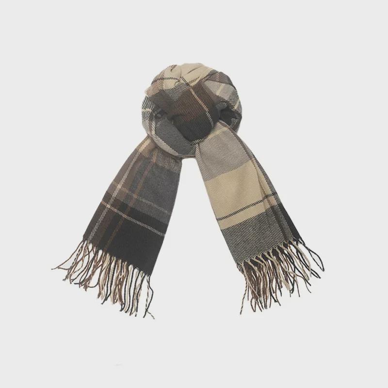 Damenschal mit Karomuster und Quaste – warmer, gewebter Winterschal, dickes und modisches Halsaccessoire