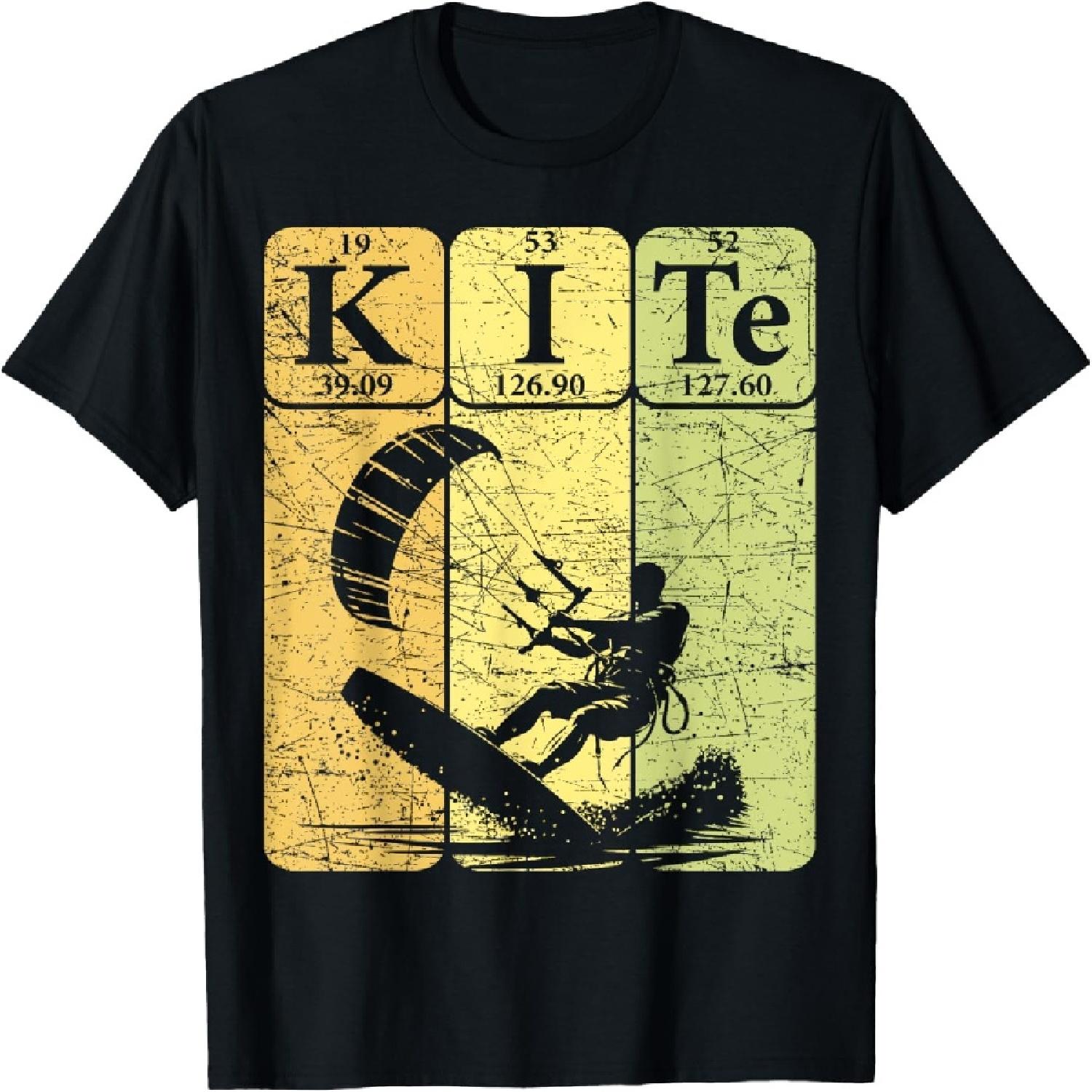 Kitesurfing Periodic Table Elements Kiteboarding Retro T-Shirt(13) S