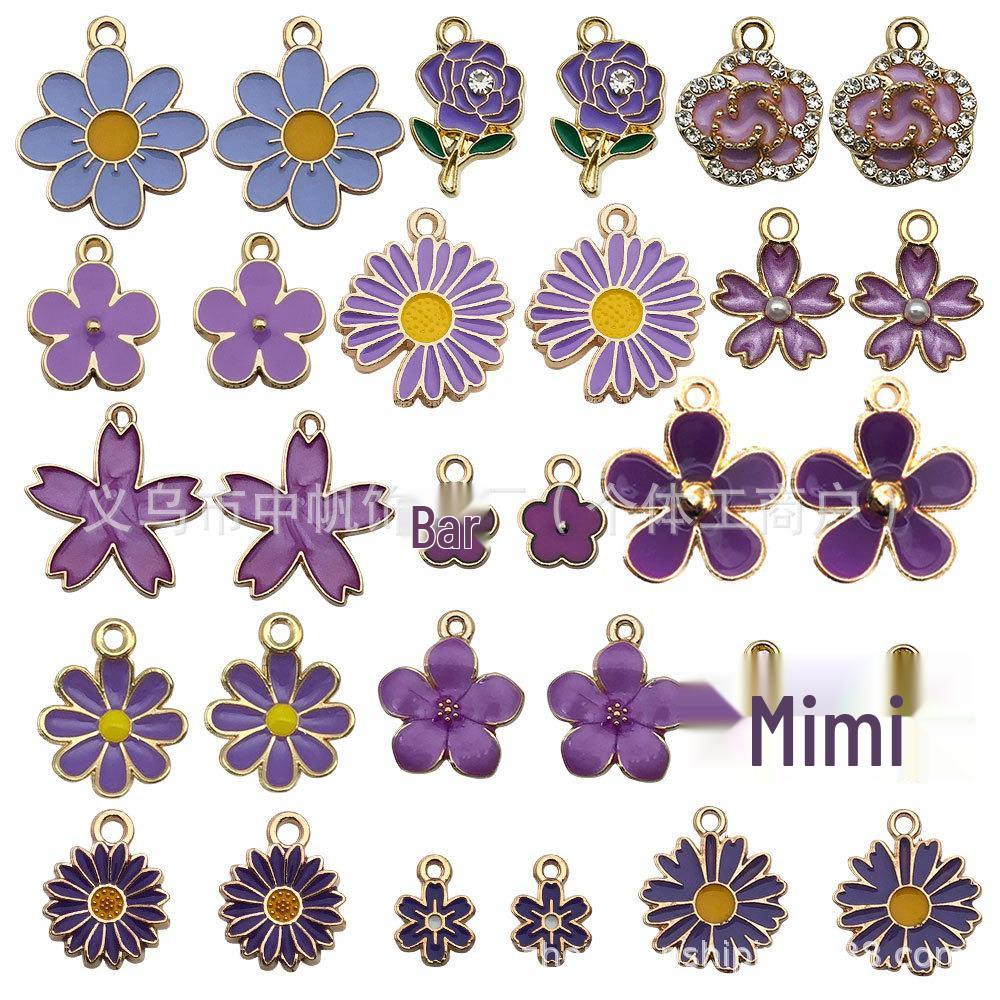 Pink Flower Oil Drop Korean Keychain & Bracelet Pendants