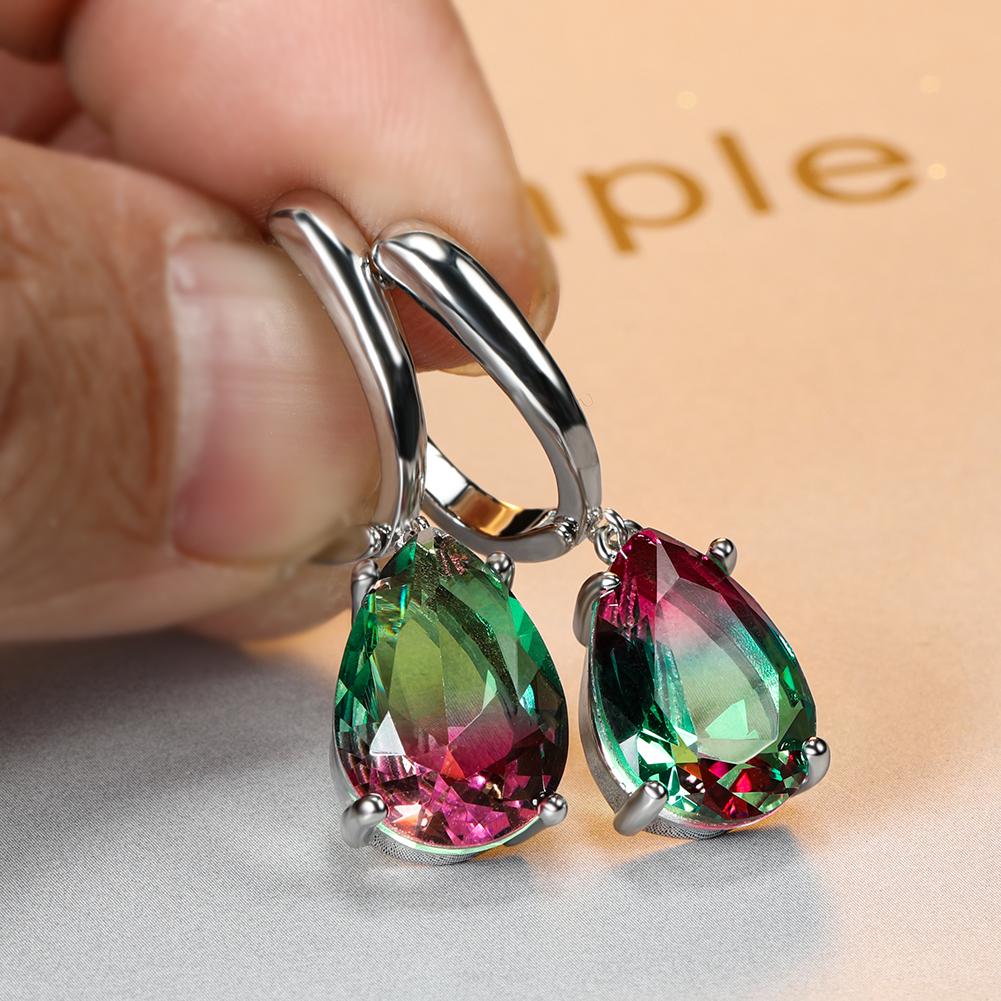 Orecchini A Goccia In Lega Per Donna Con Zirconi Cubici, Colore Verde Argento, Eleganti E Ipoallergenici, Regalo Per Anniversario O Compleanno