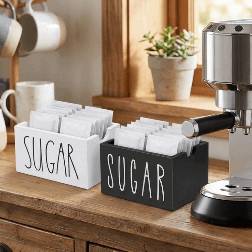 Compact Sugar Packet Container Rustic Style Sugar Bag Storage Holder for Home Desk