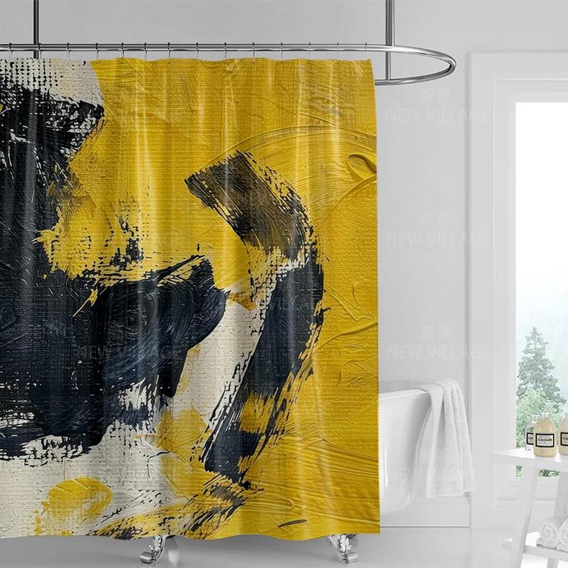 Abstract Graffiti Shower Curtain Machine Washable Fade-proof Nordic Family Bathroom Decorative Shower Curtain 180x200