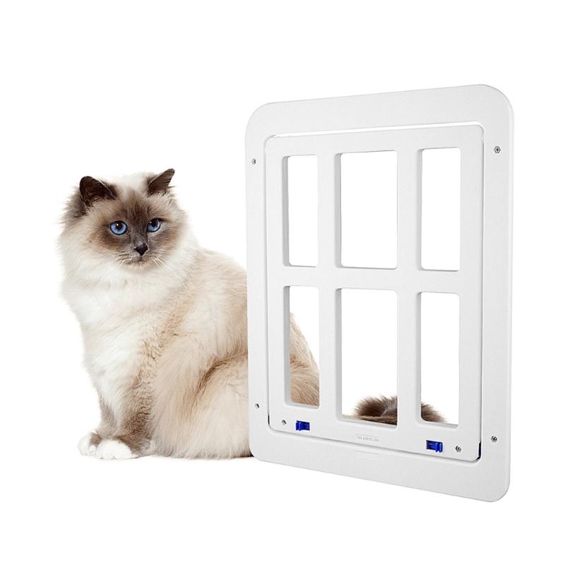 Cat Door Flap Free Entry and Exit Locking Cover Screen Door Mounted Clear Flap Get-in-anytime Upgraded Door