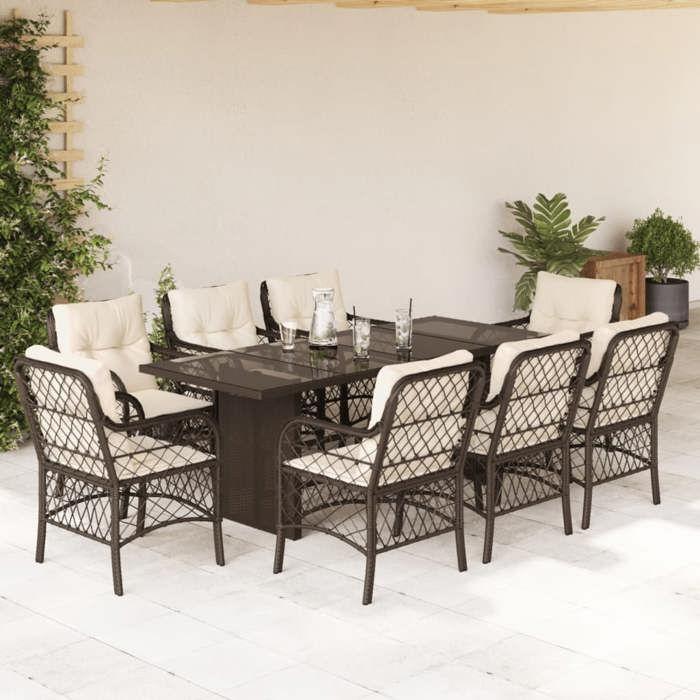 VidaXL 9-Piece Garden Dining Set with Cushions, Patio Table and Chairs, Patio Furniture, Outdoor Furniture, 3212059