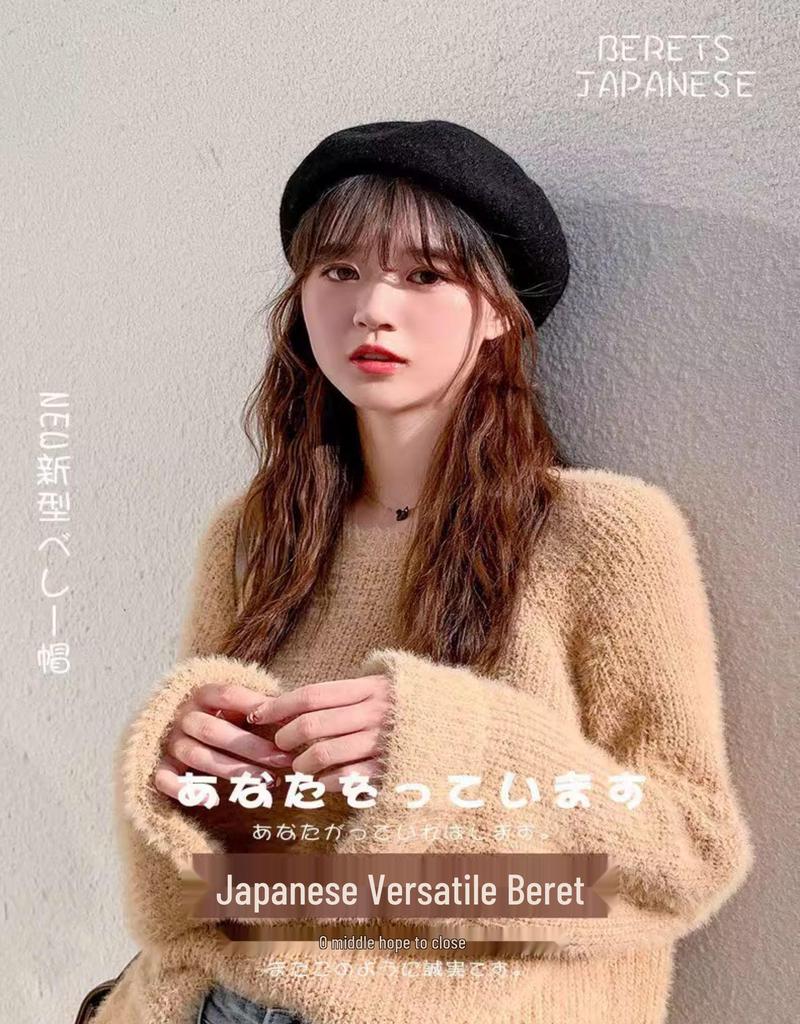 Boina de Lana 3D Engrosada: Sombrero Estilo Retro que Favorece el Rostro para Otoño/Invierno