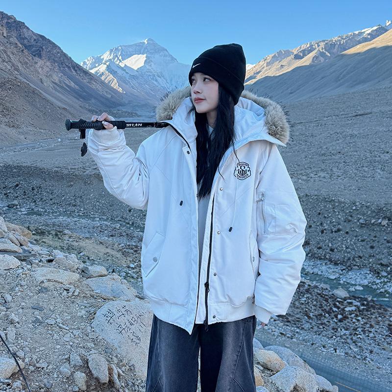Big Fur Collar Down Cotton-padded Jacket for Women's Winter New Parker Loose Cotton-padded Jacket Thickened Warm Cotton-padded Jacket