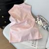 Pink dark pattern jacquard slanted vest women's 2025 early spring new temperament sweet vest