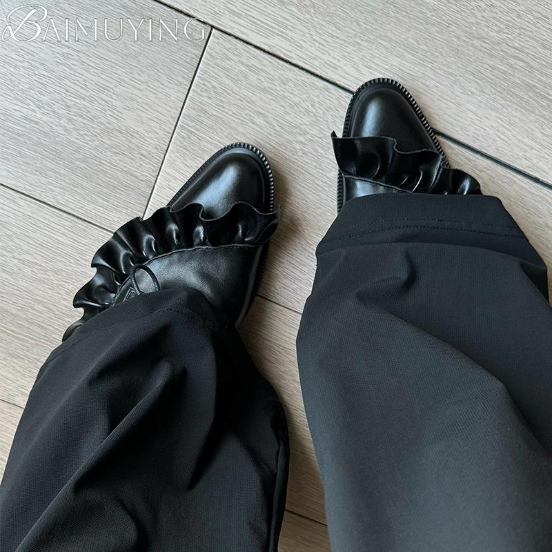 Fashion Soft Leather Shoes Woman Pointed Toe Loafers Casual Sneakers Brand Designer 2025 New Mid Heels Office Pumps Chunky Shoes Man