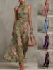 2026 Women's European & American Chiffon Halter Dress: Slimming, Sleeveless, Waist-Cinching, Pleated Vacation Style